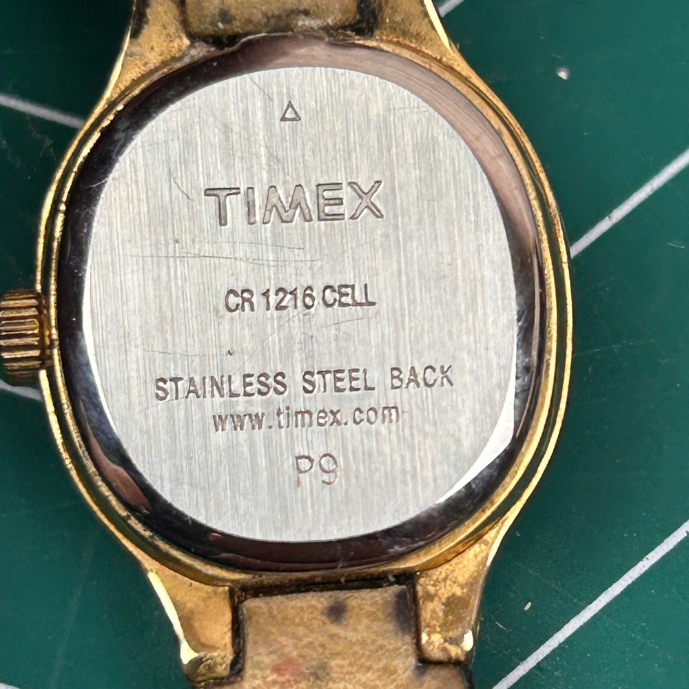 Timex Gold Tone Rectangular Face Black Leather Ba… - image 4